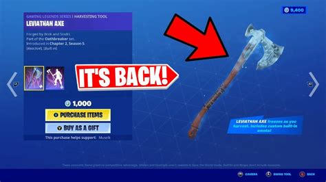 Leviathan Axe Pickaxe Return Release Date In Fortnite Item Shop Youtube