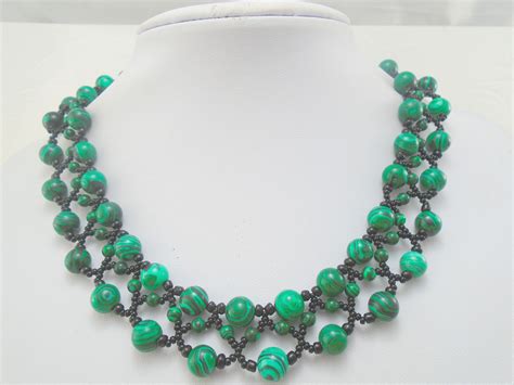 Malachite Necklace Malachite Bead Necklace Green Gemstone Necklace