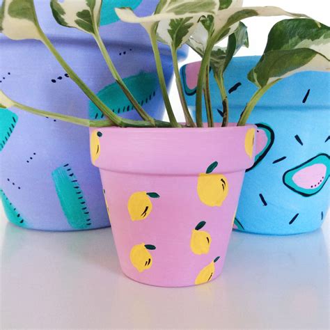 Pastel And Cute Hand Painted Pot Plants Perfect For Any Plant Lover