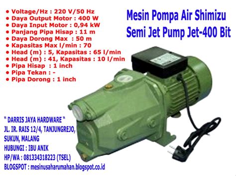 Grundfos jd basic 5 pompa air sumur dalam. Jual Mesin Pompa Air Shimizu Semi Jet Pump Jet-400 Bit di ...