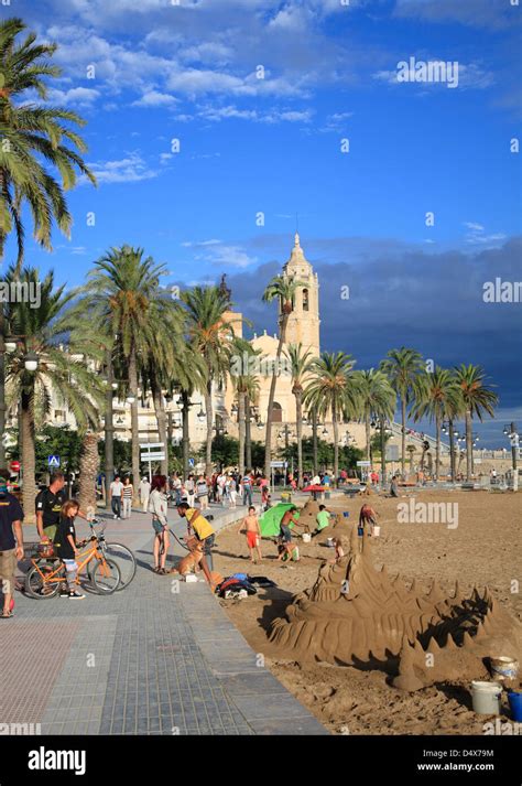 Sitges Beach Promenade Costa Daurada Spain Stock Photo Alamy