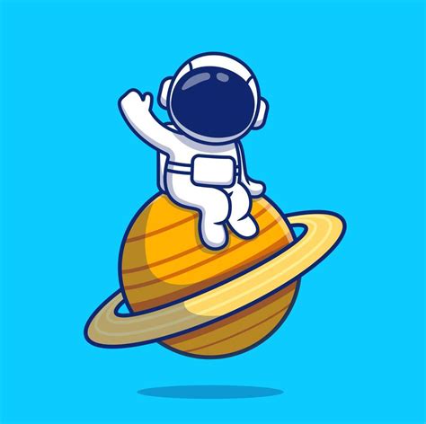 Cute Astronaut Sitting On Planet Cartoon Vector Icon Illustration