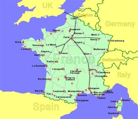 South Of France Airports Map Airports South France Map Western