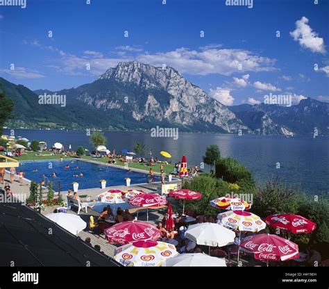 Austria Upper Austria Traunsee Gmunden Beach Swimming Area