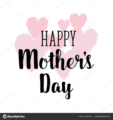 Happy Motherss Day Greeting Card Vector Hand Lettering Quote Pink Stock Vector Image By
