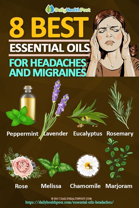 Using essential oil for headaches and migraines has been a practice for thousands of years, and can be used in many ways, including in room diffuser, in aromatherapy treatments, in the bath, as a topical remedy on key pressure points, or sprinkled on a cold compress. 8 Essential Oils For HeadachesThat Will Help You Instantly