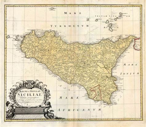 Old Antique Map Of Sicily By Homann Heirs Sanderus Website Sicily
