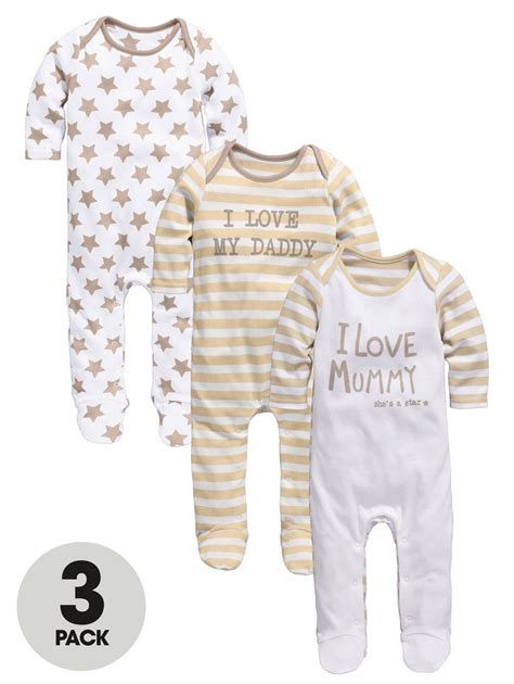Ladybird I Love Mummy And Daddy Baby Sleepsuits 3 Pack Woolworths