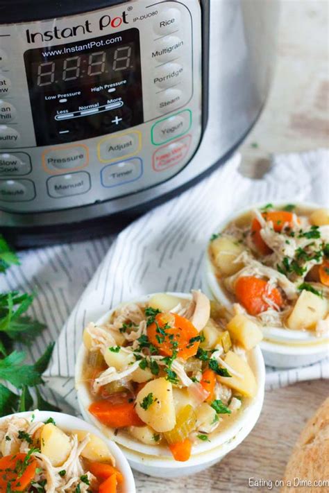 Pour in beef broth to just under the fill line on the instant pot. Instant Pot Chicken Stew Recipe - Ready in under 30 minutes!