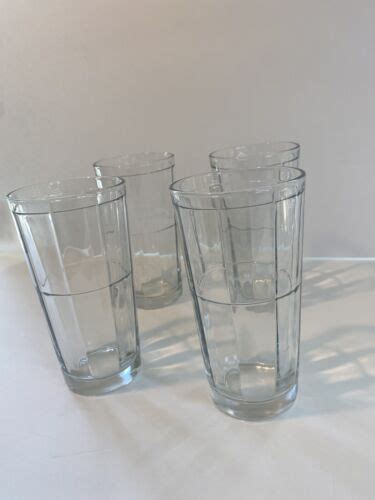 Vintage Libbey Clear Square 16oz Drinking Glasses Light Weight Ebay