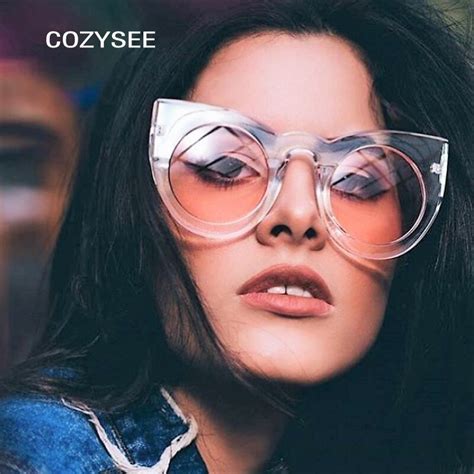 Oversized Cat Eyes Sunglasses For Women Big Frame Gradient Lens Brand