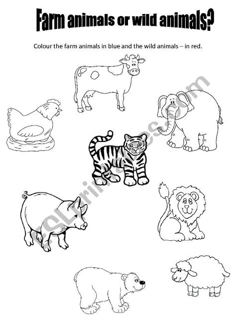 Animal worksheets will get your kindergartener excited about learning! Farm animals or wild animals - for preschool - ESL ...