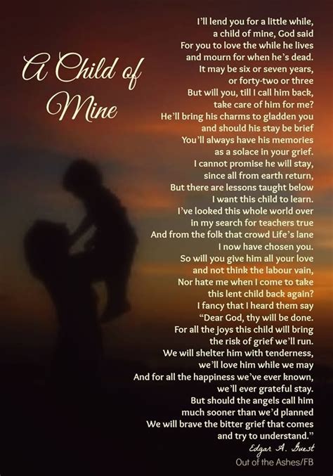 Image Result For God Lends You A Child Poem Kids Poems Grieving