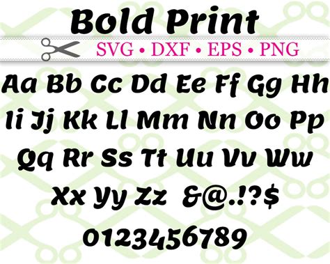 Bold Print Svg Font Cricut And Silhouette Files Svg Dxf Eps
