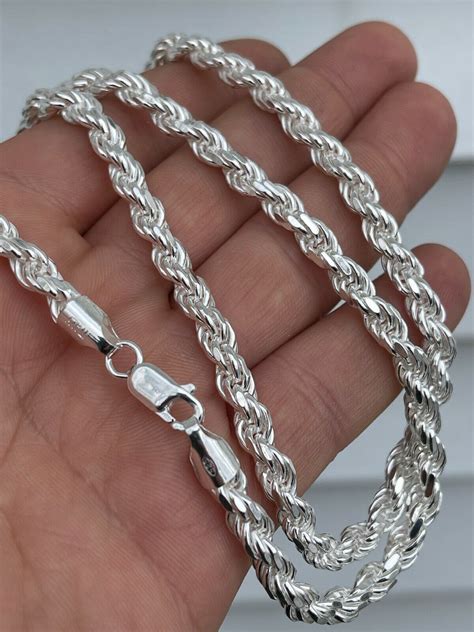 Mens Rope Chain Real Solid 925 Sterling Silver Necklace 6mm 18 30