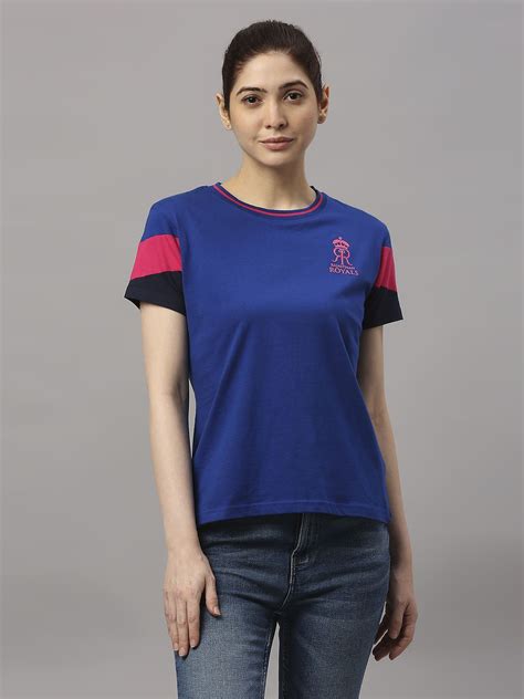 buy women blue printed round neck t shirts from fancode shop