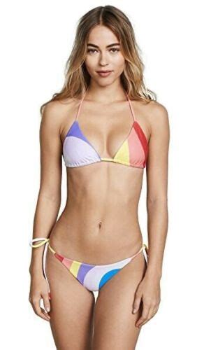 Mara Hoffman Rae Triangle Bikini Top Juniper Rainbow Sz Xs Ebay