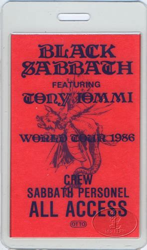 Black Sabbath 1986 Laminated Backstage Pass Crew Tony Iommi Wasp Ebay