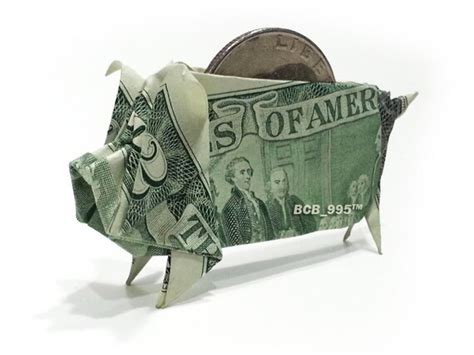 Piggy Bank Origami Dollar Bill Art Pig By Vincentorigamiartist