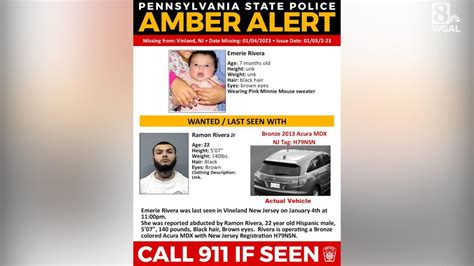 pennsylvania state police issue amber alert for missing new jersey girl