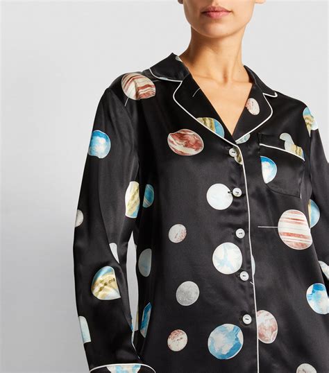 Olivia Von Halle Black Silk Planets Print Lila Pyjama Set Harrods Uk