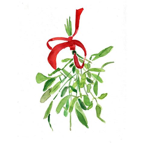 Mistletoe Art Print Mistletoe Watercolor Print Mistletoe Painting