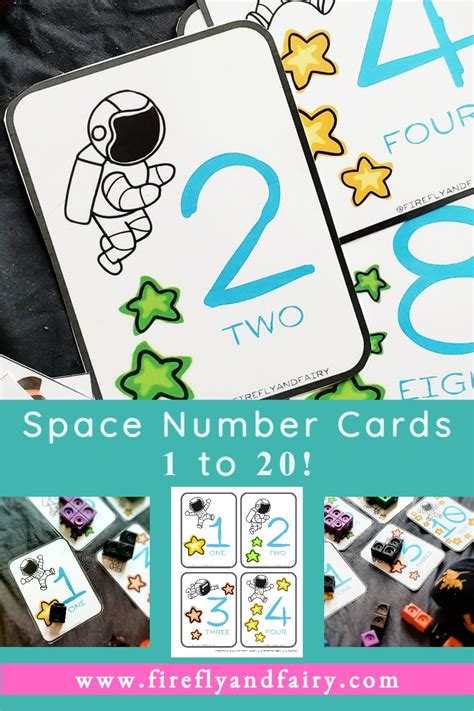 Space Themed Number Cards 1 To 20 Flashcards Numbers And Words Plus