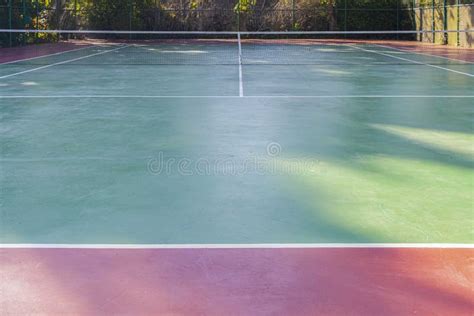 Concrete Tennis Courts Available With The Morning Sun Stock Image