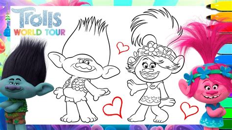 Coloring Branch And Poppy Trolls World Tour Coloring Book Youtube