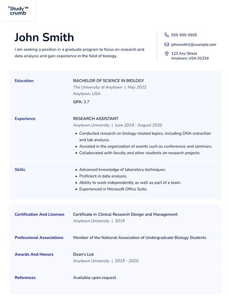 Grad School Resume Writing Guide With Templates And Examples