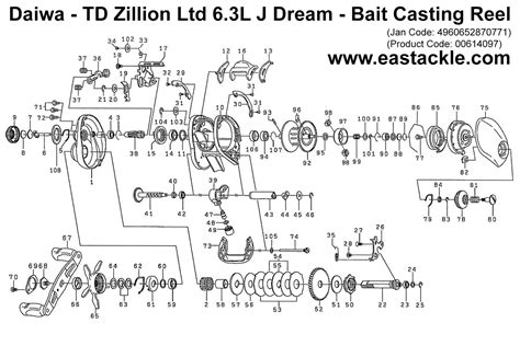 Daiwa TD Zillion Ltd L J Dream Bait Casting Reel Schematics