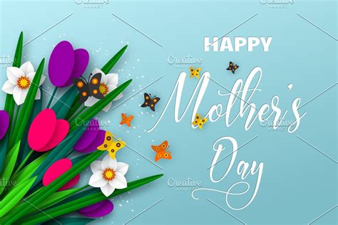 Happy Mothers Day Greeting Poster Custom Designed Illustrations