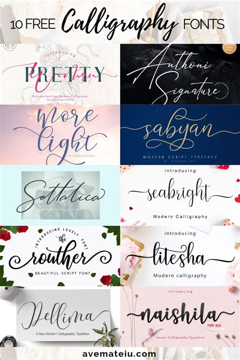 10 Free Calligraphy Fonts For Creative Projects Ave Mateiu Free