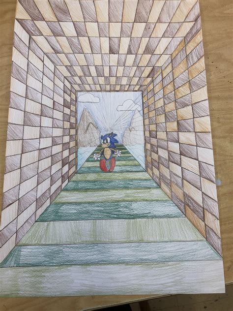 A 1 Point Perspective Drawing I Made In School Any Feedback