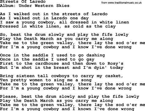 Streets Of Laredo By Marty Robbins Lyrics