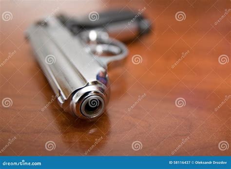 Pistol On A Table Stock Image Image Of Danger Handgun 58116437