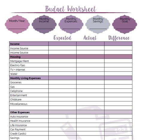 printable budget worksheet little us