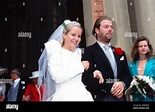Nach der Hochzeit: das Brautpaar Maximilian von Fürstenberg mit Diana ...