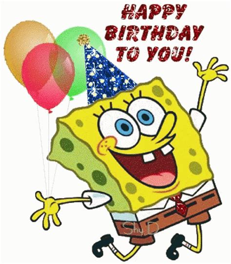 Spongebob Happy Birthday Glitters GIF GIFDB Com