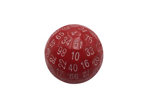 Single 100 Sided Polyhedral Dice D100 Solid Red Color With White