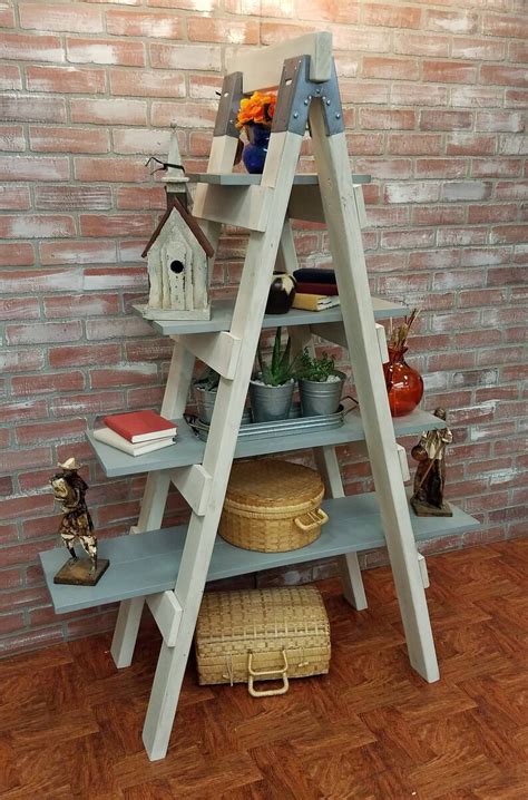 Farmhouse Style Ladder Shelf Rustic Furniture Shabby Chic Etsy