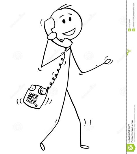 Businessman Making Phone Call Continuous Line Drawing Cartoon Vector