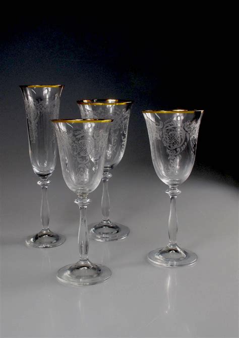 Gold Rimmed Etched Glasses Etched Glassware Glass Classic Gold Rims