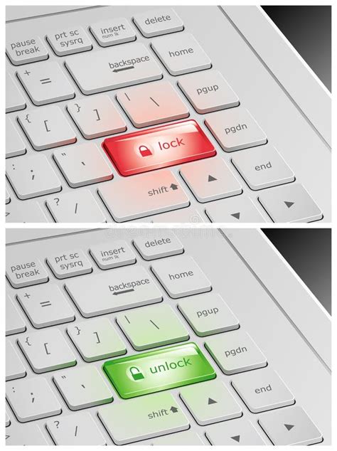 Laptop Keyboard With Lock And Unlock Buttons Stock Vector