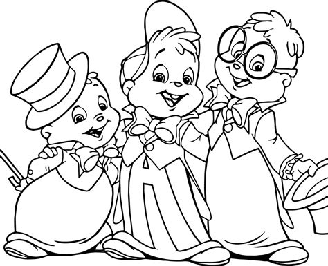 A cute coloring page with the chipettes brittany jeanette and eleanor. Alvin Coloring Pages at GetColorings.com | Free printable ...