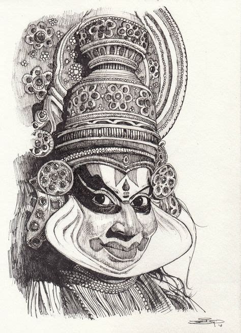Kathakali Ink 75 X 105 Pen Art Drawings Art Indian Art Paintings