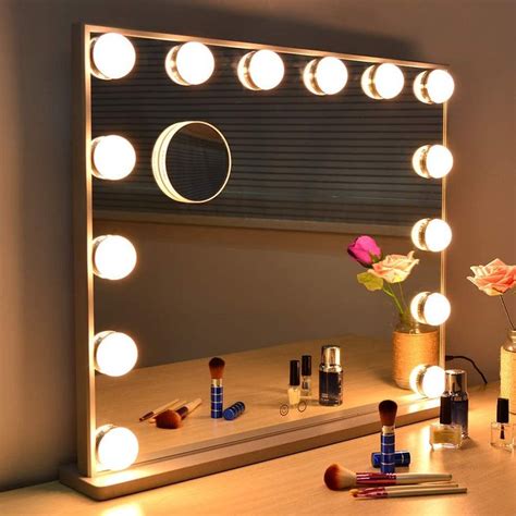 Miroir Lighted Vanity Avec 14 Ampoules à Led Lumières Replaceable
