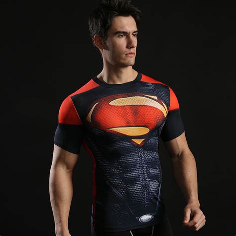 cool superman compression shirt short sleeve halloween costume pkaway