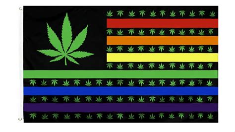 3x5 Ft Poly Banner Hippie New Rainbow Pot Leaf Usa Rainbow Weed Flag