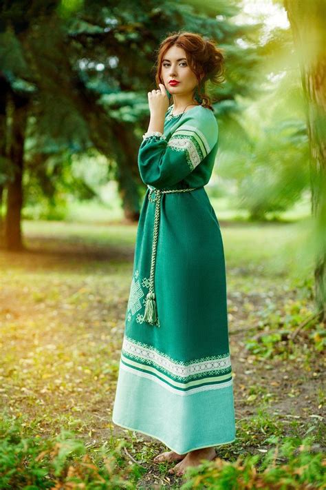 long green folk dress linen embroidered dress russian etsy long green dress long flowing
